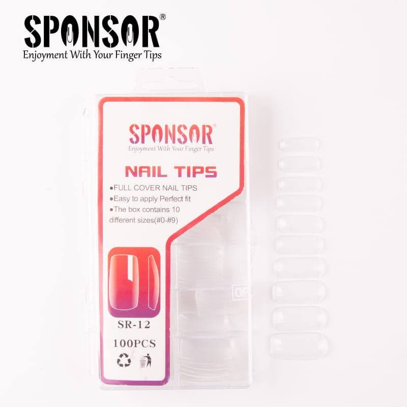 Sponsor Full Cover Nail Tips – 100pcs (Soft Gel, Transparent)